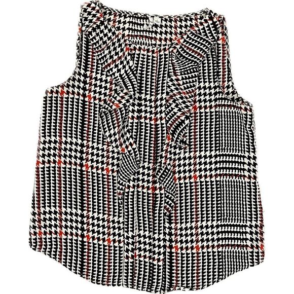 Elle | Houndstooth Ruffled Sleeveless Blouse | Small - Picture 1 of 5
